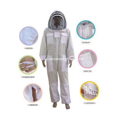 Bee keeping clothing 3 Layer Air Through Vented Mesh Beekeeping Bee Suit With Hooded Veil Upgraded Type Beekeeper Suit